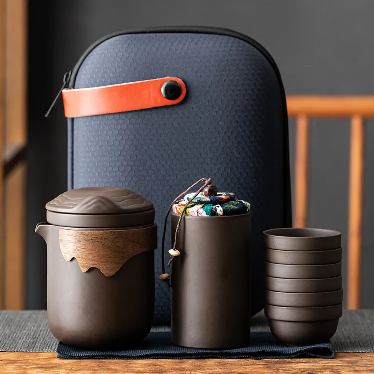 便携捷式旅行旅游茶具套装茶具紫砂茶叶罐快客杯单人旅行茶具套装