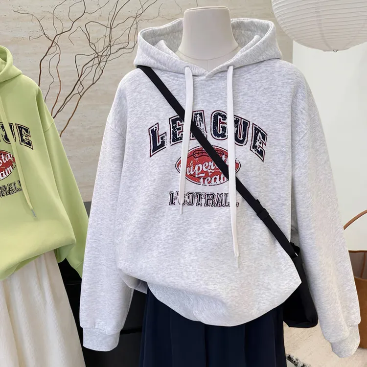 连帽卫衣女春秋薄款2024新款韩版宽松休闲中长款时尚百搭外套上衣