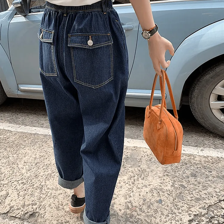 2025秋冬新款大码丹宁色九分牛仔裤百搭网红裤子显瘦九分哈伦裤