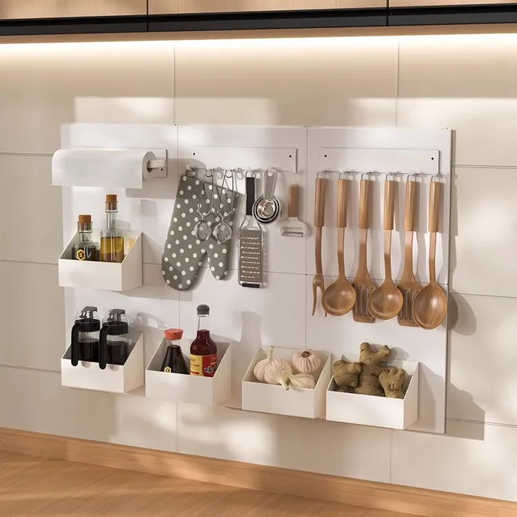 厨房洞洞板置物架免打孔珐琅墙面磁吸配件金属冰箱侧面强磁收纳架