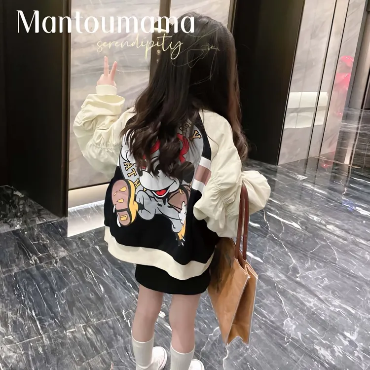 女童外套春秋新款大童韩版宽松棒球服儿童休闲洋气小女孩时髦外套