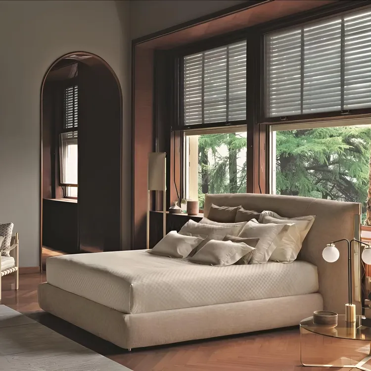 Amal床轻奢主卧头层牛皮意式创意极简别墅卧室松弛感婚床