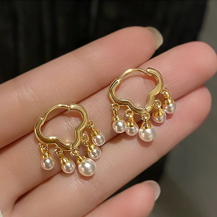 云朵流苏珠珠吊坠耳环女潮精致超仙高级感耳扣