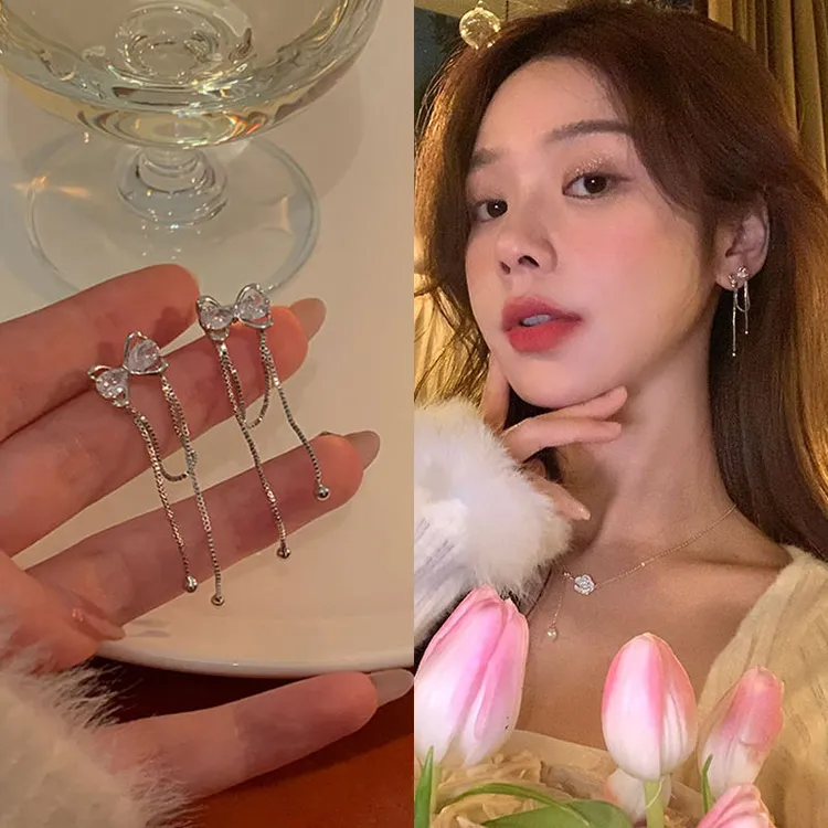 铜合金耳饰 蝴蝶流苏耳环少女高级耳钉百搭精致甜美个性气质耳饰