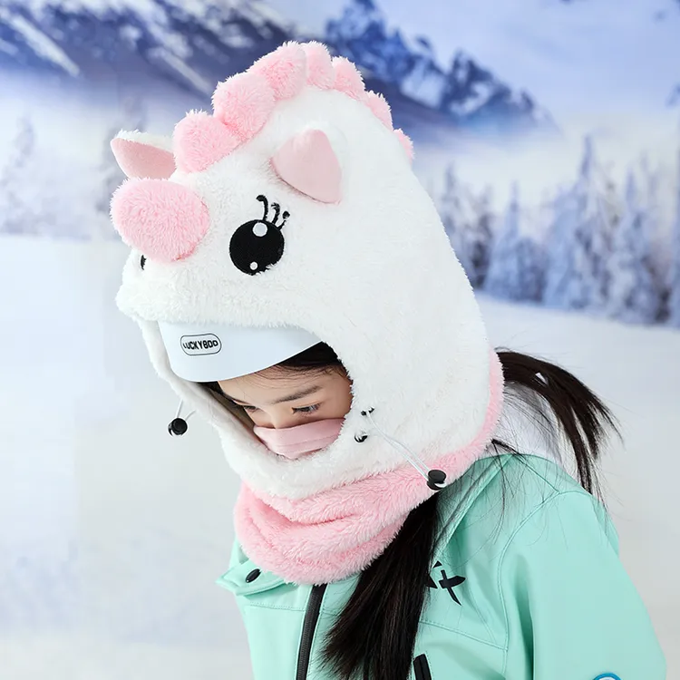 XXXsnow儿童卡通滑雪头盔套单板雪盔帽风雪帽加绒保暖护脸头套