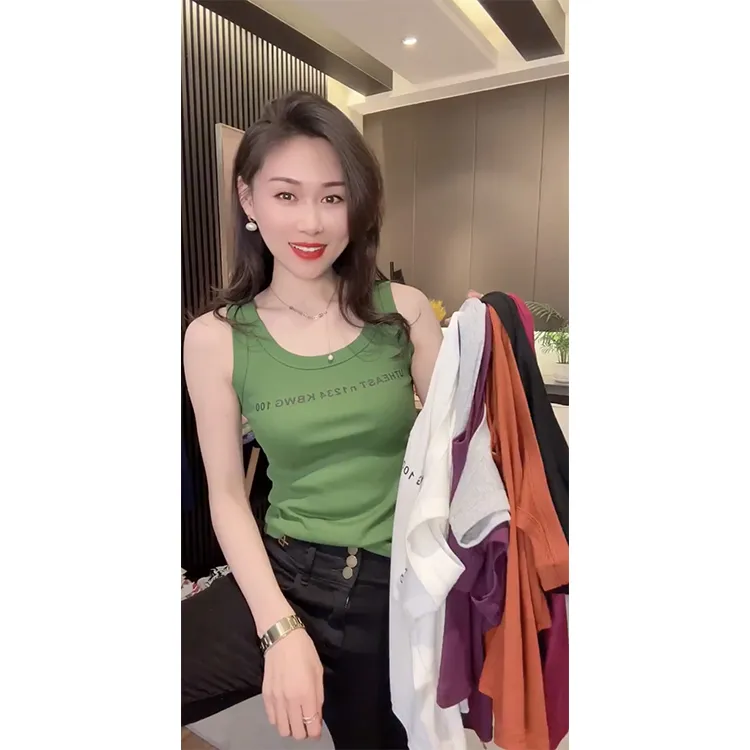 2024新款运动休闲百搭外穿字母无袖吊带背心上衣女