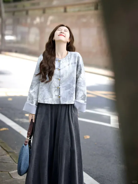 早秋穿搭高级感套装新中式国风短外套阔腿裤大方得体的两件套装女