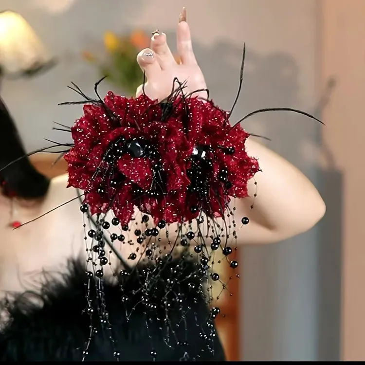 韩式复古港风亮闪花朵抓夹网红百搭时尚大版鲨鱼夹显发量头饰发夹