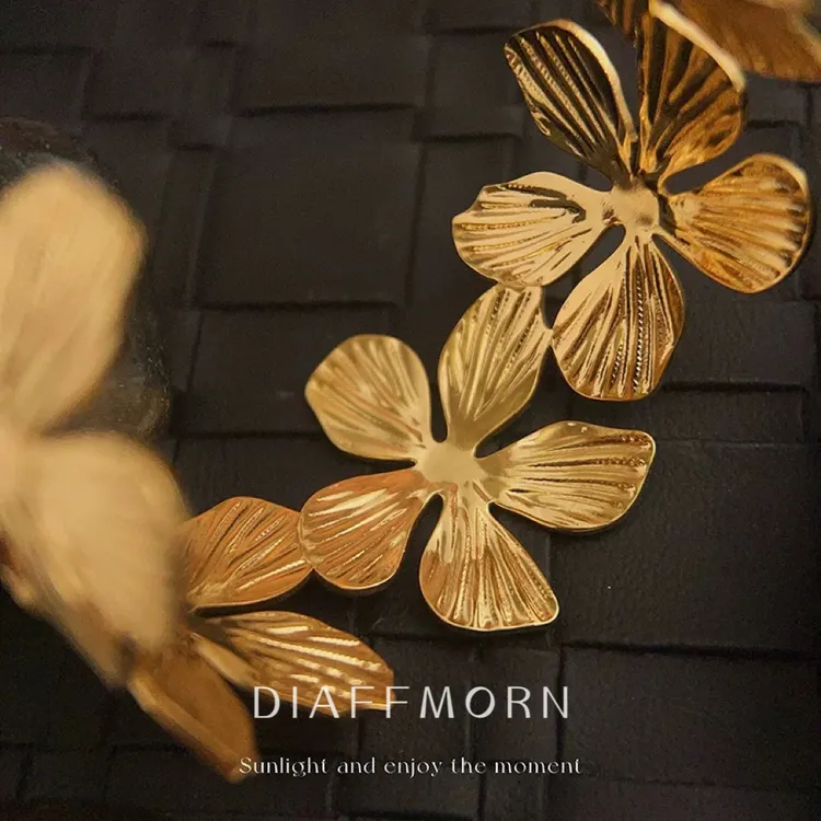 钛钢手链 YinMan〖花影鎏金〗不掉色高级感小众金色轻奢手工手镯