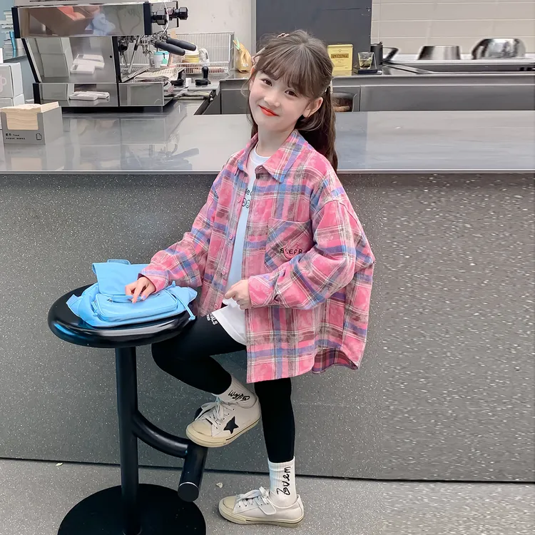 宝宝格子衬衫2025新款洋气秋装儿童秋季薄款纯棉长袖衬衣春秋外套