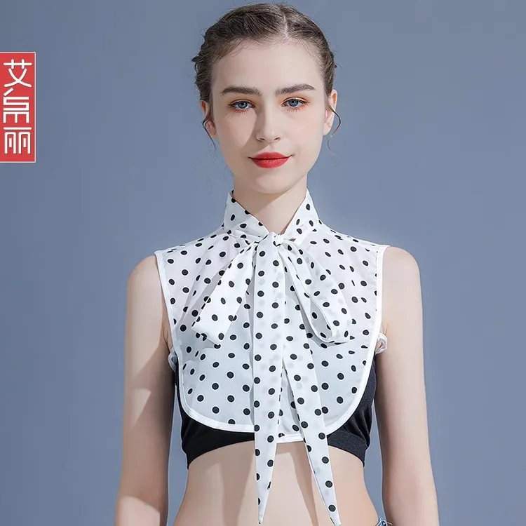 波点雪纺系带百搭假领子女配毛衣秋冬时尚衬衫打底装饰假衣领春