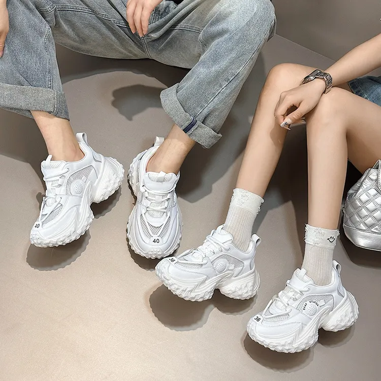 老爹鞋男女同款厚底增高鞋子夏季单层网面透气薄款情侣休闲运动鞋