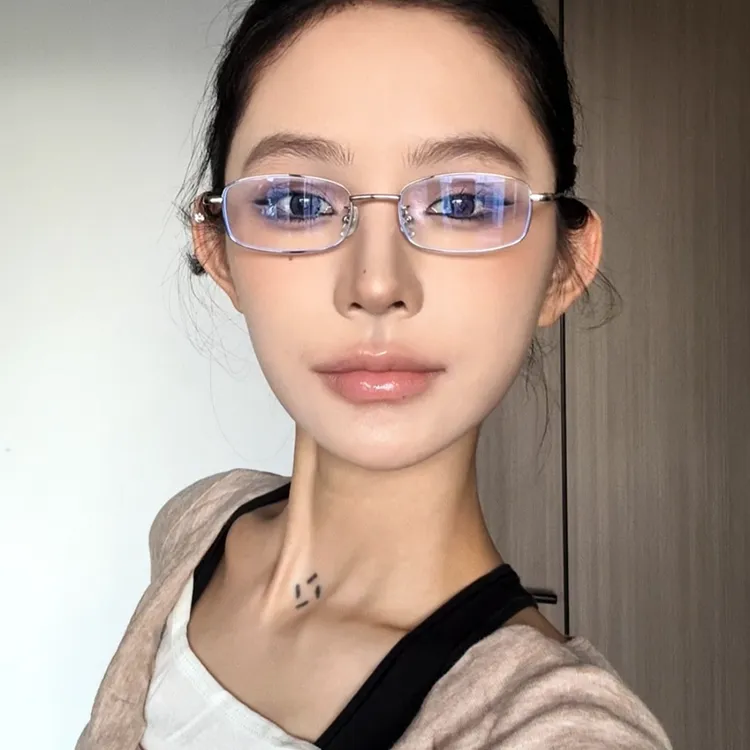 斯文败类眼镜框女小脸可配近视ins纯欲金丝平光镜男潮长方形小框