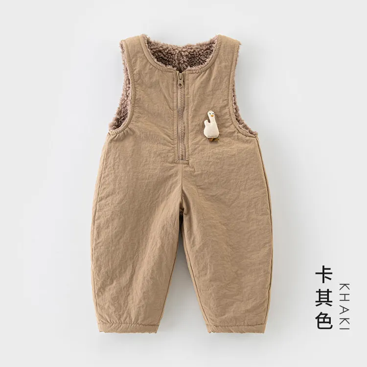 婴儿背带裤秋冬加绒卡通男宝背心式连体裤子童装女宝棉裤冬季外穿