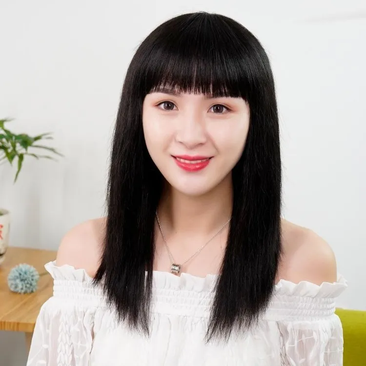 假发女长发自然全头逼真中长发全头套式真发假发套时尚顺滑长直发