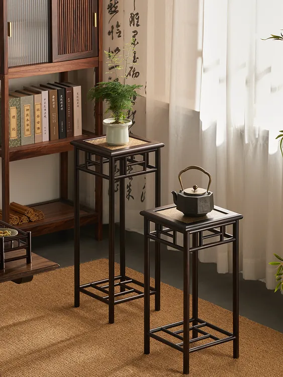 中式室内花架子客厅落地式实木小花台置物摆件饰品高端花盆展示架