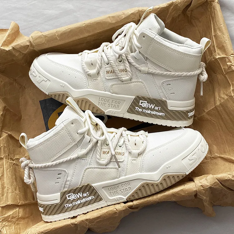 【今日新款】2024年春季高帮鞋小众麻绳厚底板鞋运动休闲鞋舒适男鞋
