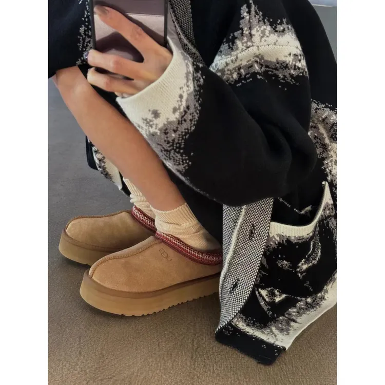 【阿伟专属】&民族风厚底雪地靴羊皮毛一体