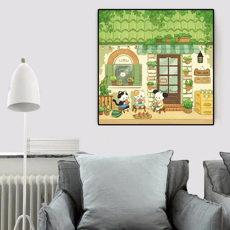 吃瓜小伙伴十字绣2024新款线绣客厅小幅餐厅卧室简单小件新手满绣