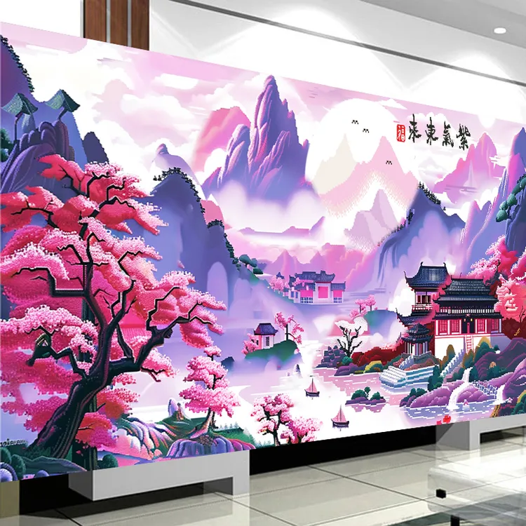 十字绣2024新款线绣紫气东来客厅办公室简约新中式风景山水43色