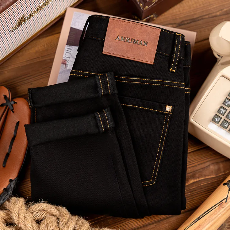 K558男士秋冬款潮流黑色修身直筒男士牛仔裤弹力休闲裤韩版中腰