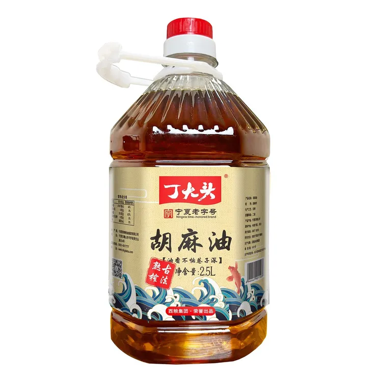 【熟榨纯胡麻油】2.5升丁大头纯胡麻油正品；压榨亚麻籽油宁夏小磨油