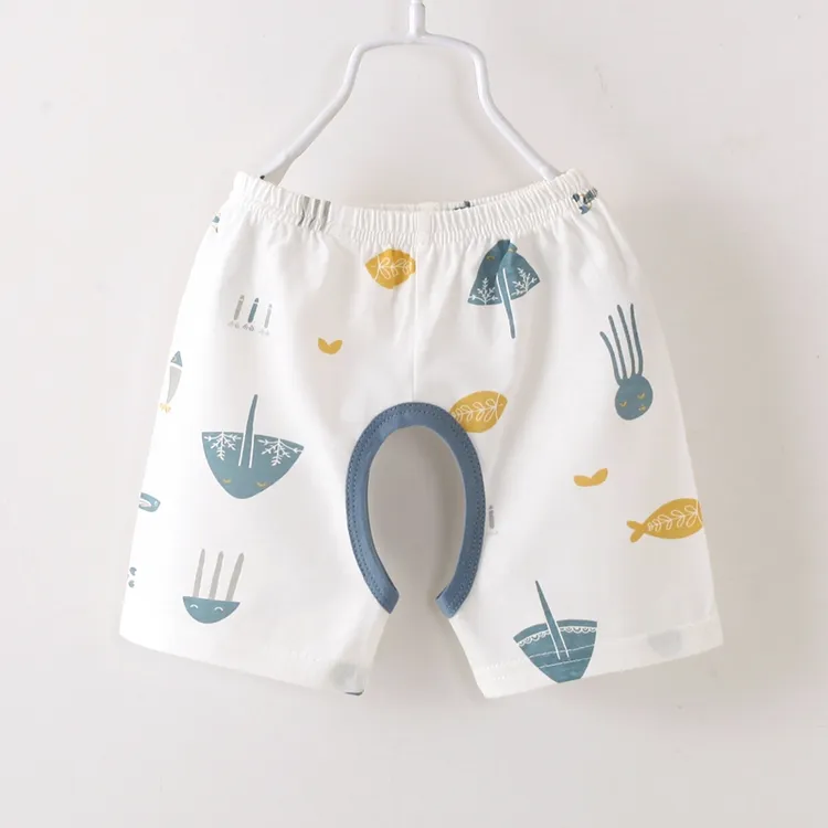 男宝宝夏季纯棉薄款开裆裤2岁女童裤子0-1婴儿夏装短裤3外穿男孩