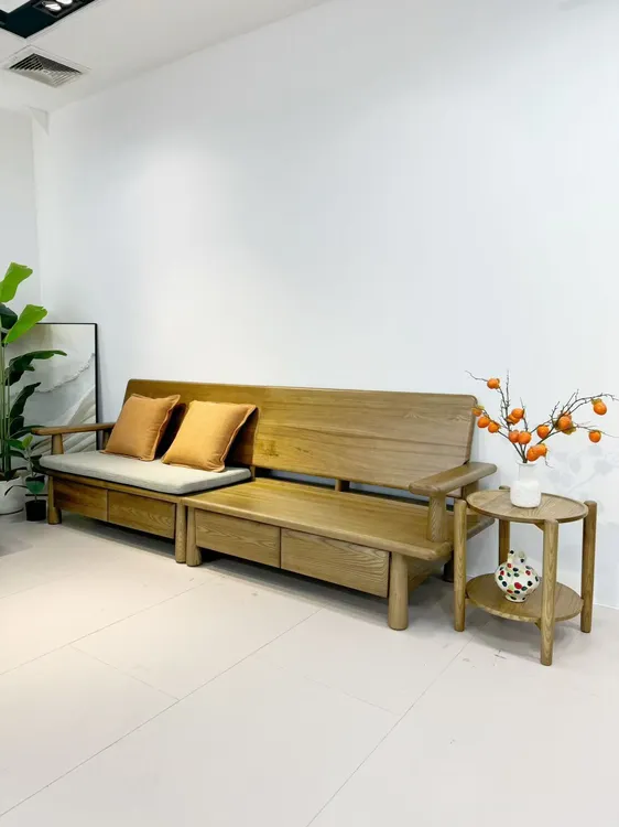 【镇店之宝】圣罗玛五公分大板沙发冬夏两用白蜡木原木抽屉储物沙发