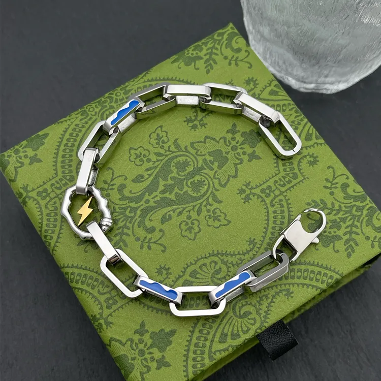 钛钢手链 欧美小众个性嘻哈拼接闪电古巴手链男潮高级感百搭手饰