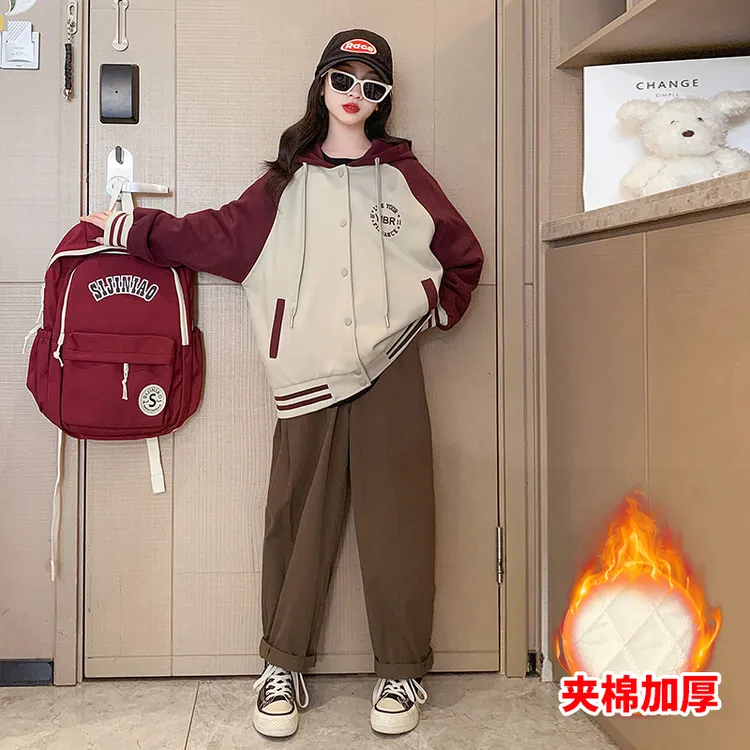 女童秋冬棒球服外套2024新款学生爆款高品质童装百搭时尚休闲童装
