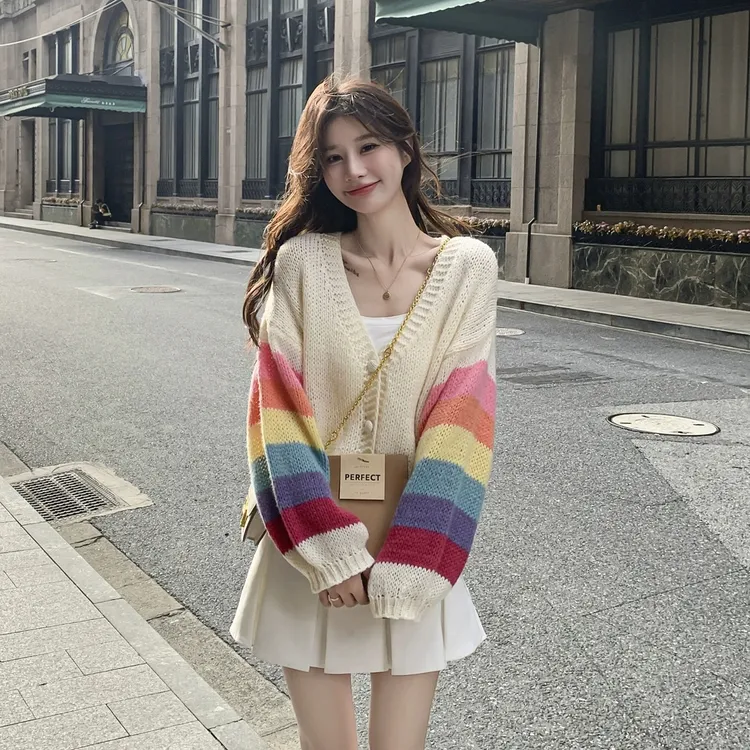 黄色针织开衫春秋女2025新款小个子宽松设计感甜美宽松短款外套潮