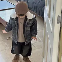 现货〃原橙做旧牛仔夹棉外套男童2024秋冬款儿童洋气时尚潮酷QD051