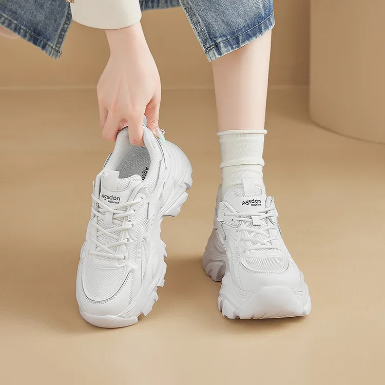 奥古狮登厚底老爹鞋女2025新款秋季网面偷笑女鞋增高百搭运动鞋子