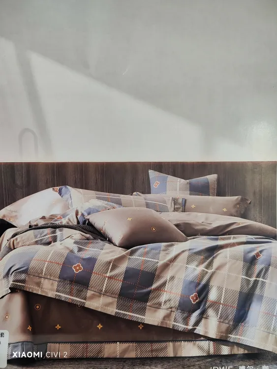 高支全棉格子四件套双人。