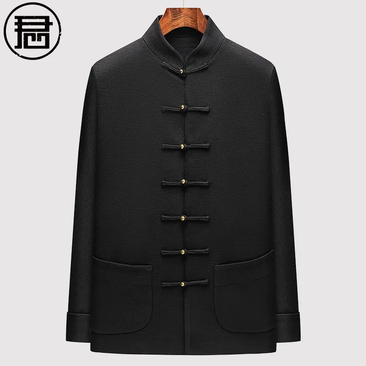 2025秋季新品高档唐装男新中式盘扣复古外套禅修服居士中国风男装