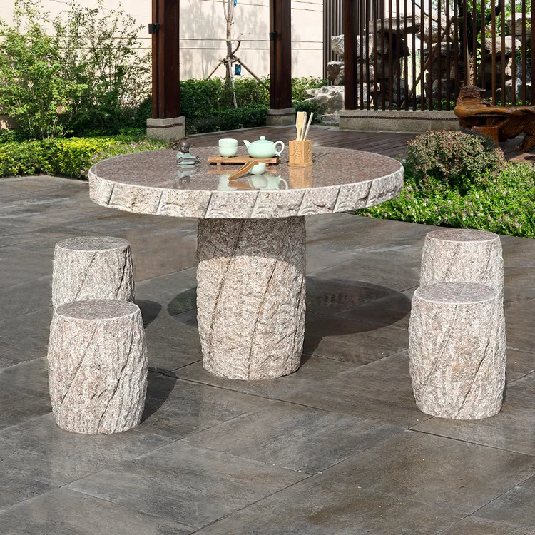 石桌户外石桌石凳室外庭院天然家用石桌子石凳子雕刻工厂石头桌椅