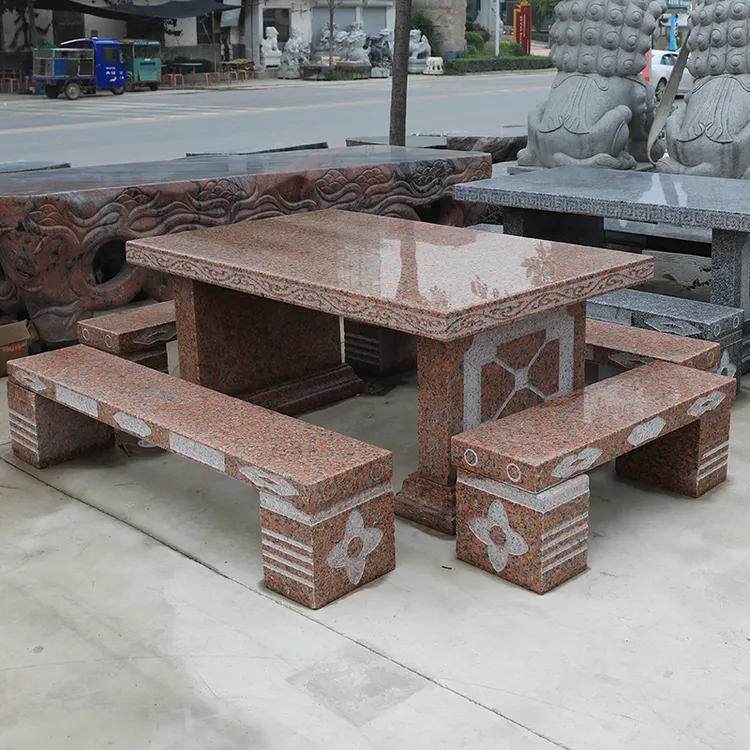 石桌椅别墅院子摆件厂家定制雕刻石桌石凳庭院石头桌子多种石凳子