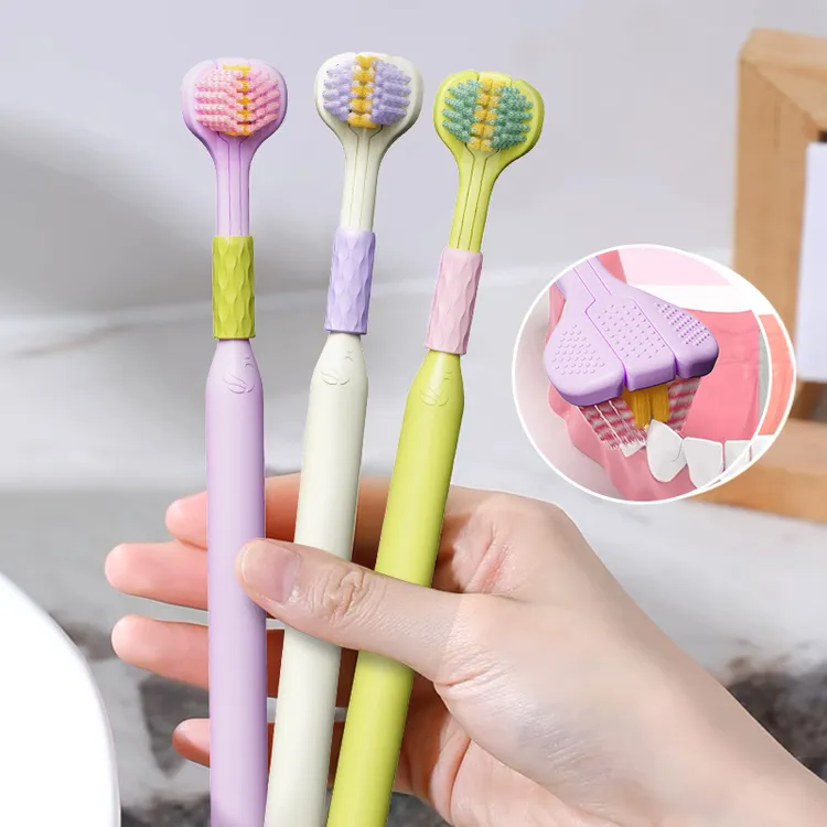 多巴胺三面软毛牙刷成人三头中软毛牙高颜值三面中软毛牙刷情侣款