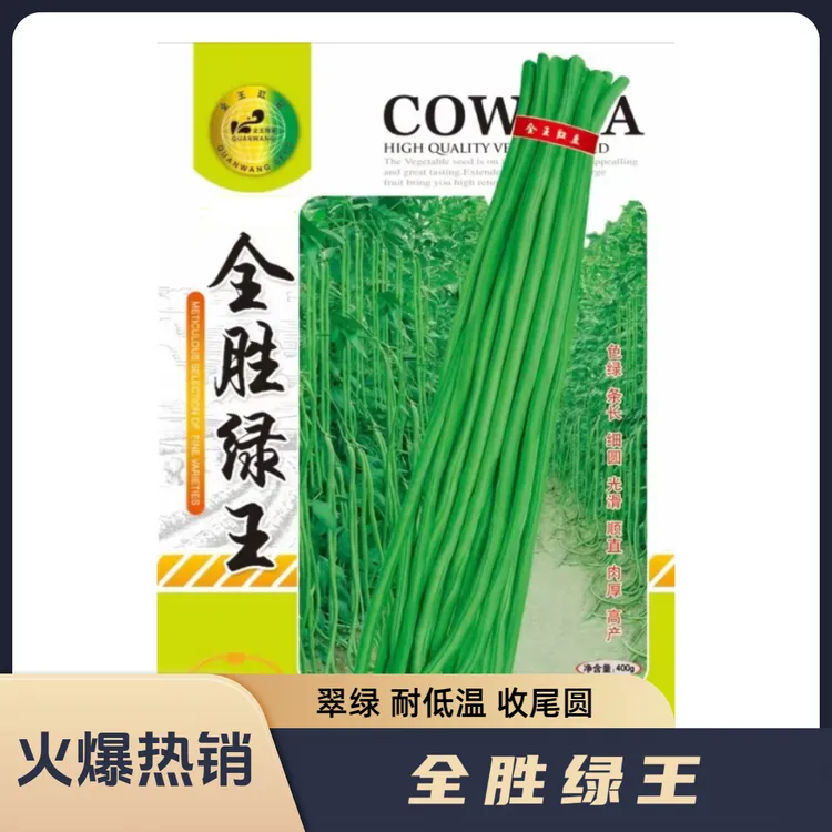 全王全胜绿王低温顺直条长高产翠绿大面积豆角种子豇豆400克