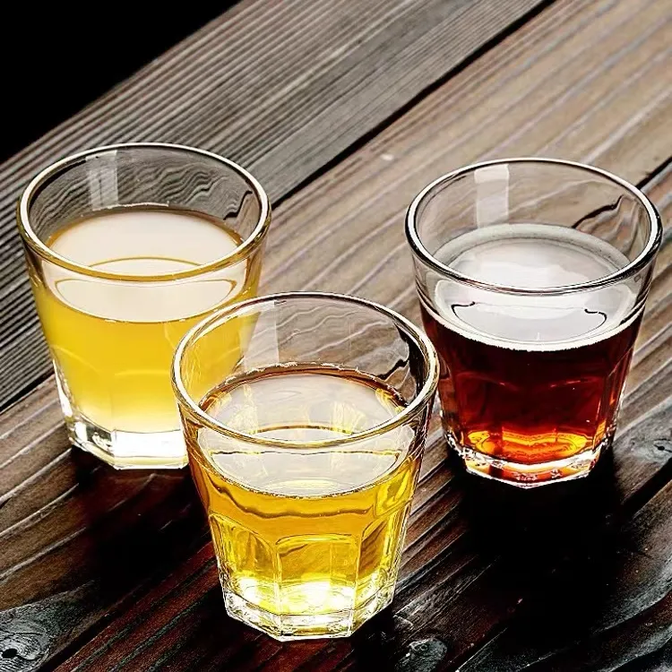 【6只装】钢化玻璃杯白酒杯洋酒威士忌杯家用商用八角杯无铅加厚