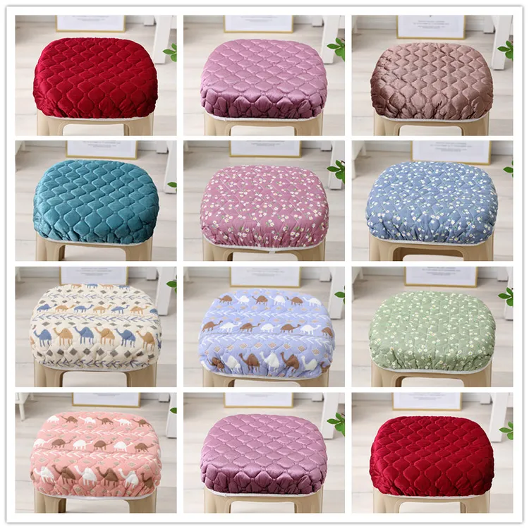 四季夹棉方凳子座套家用方形凳子套绑带固定餐厅小吃方形板凳套罩