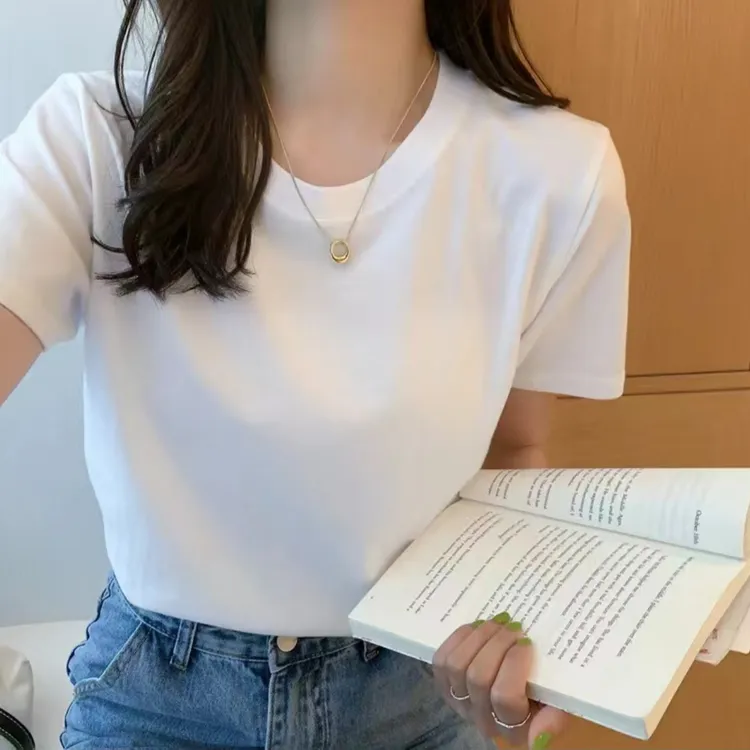 女款彩色纯棉短袖t恤【净版】简约宽松休闲夏季新款女装半袖