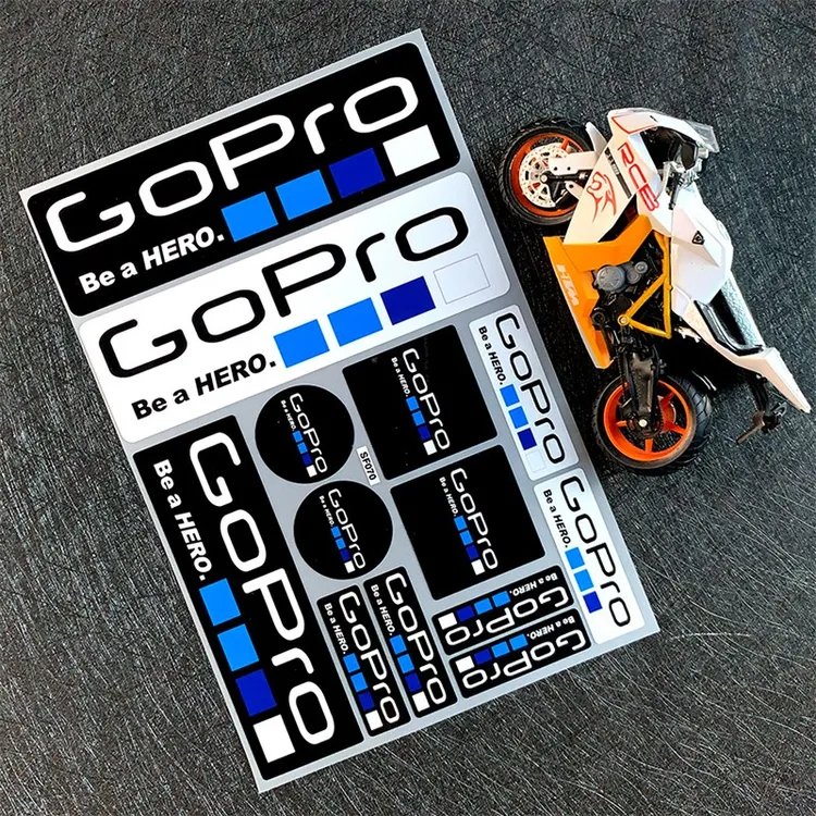 GoPro反光车贴赞助商摩托车贴纸头盔贴花电动车机车改装饰遮划痕