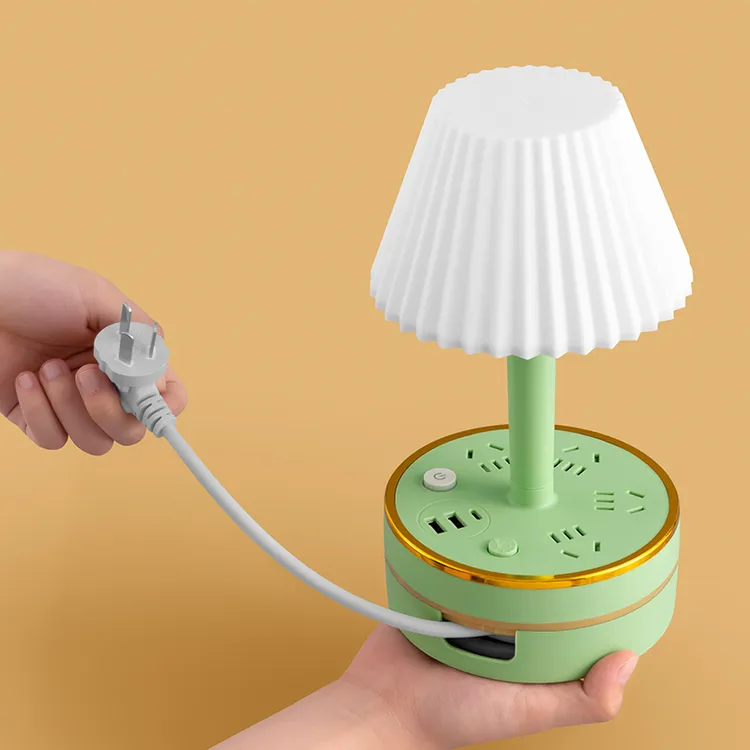台灯插座多功能家用卧室床头灯宿舍专用学习灯插电小夜灯理想小窝