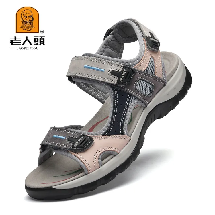 老人头凉鞋女2024新款夏季外穿沙滩鞋防滑耐磨休闲运动开车凉拖鞋