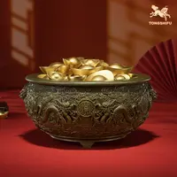 铜师傅《祥龙聚宝盆》客厅桌面铜摆件 家居装饰工艺品