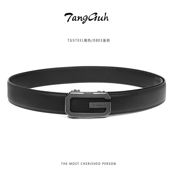 英国TangGuh倘歌皮带男款真皮皮带经典G字扣双面牛皮腰带黑色腰带