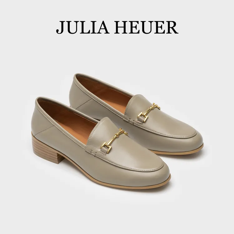 朱莉亚丨JULIA HEUER百搭时尚休闲粗跟马衔扣圆头乐福鞋女鞋2268