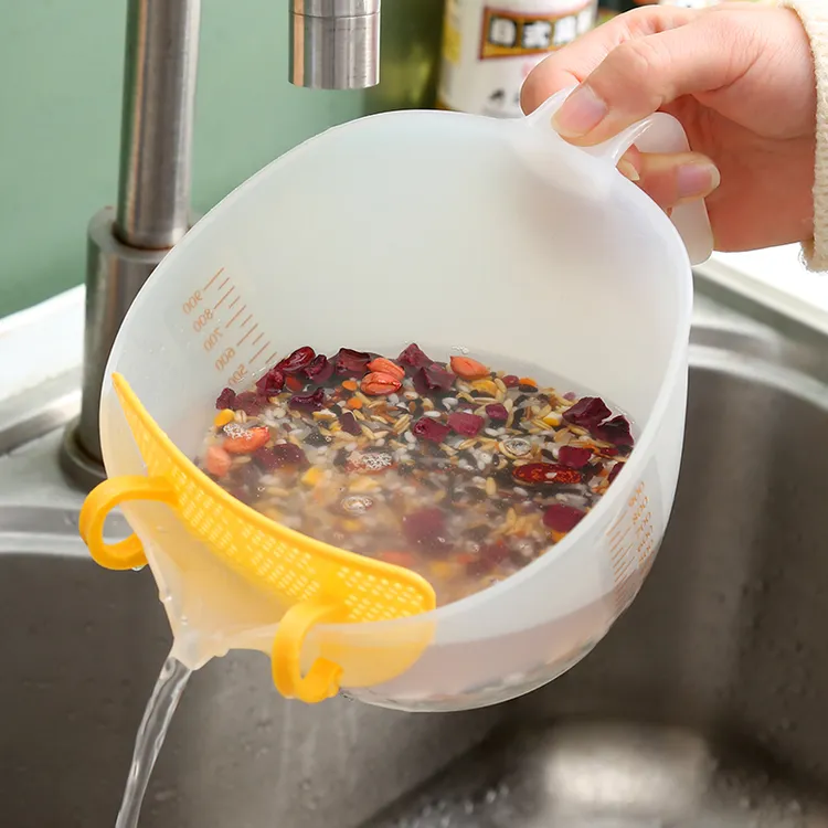 点砚过滤量杯带刻度加厚型专用厨房淘米打鸡蛋烘焙蛋液过滤网量杯