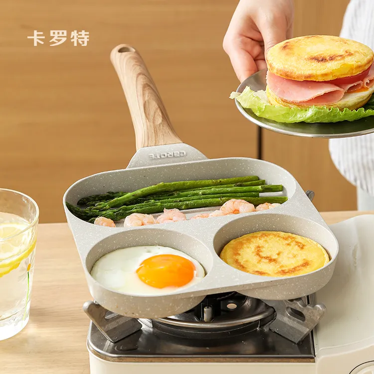CAROTE/卡罗特蛋堡锅早餐辅食小煎蛋锅无油烟三格不粘平底锅一体